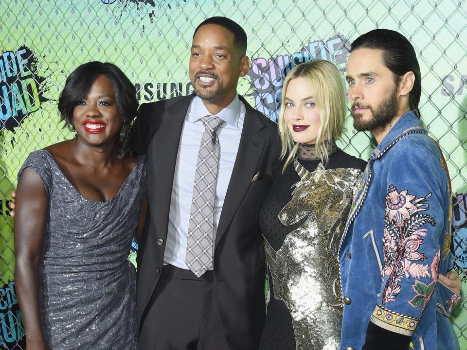 Viola Davis, Will Smith, Margot Robbie and Jared Leto at the premiere of ‘Suicide Squad’ in 2016 (Jamie McCarthy/Getty Images)