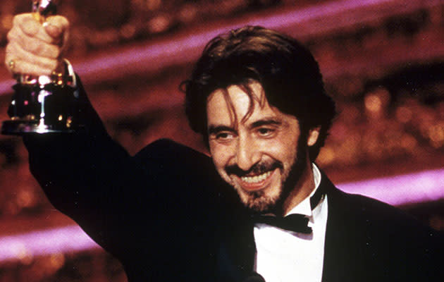 <b>Al Pacino – The Scent Of A Woman</b><br> Another classic case of a 'guilty Oscar' came in 1992, when Al Pacino won Best Actor for the perfectly charming 'The Scent Of A Woman'. Prior to that, however, he'd been nominated a total of seven times. Was his turn as blind, cantankerous, alcoholic military man Frank Slade better than his brooding Michael Corleone in 'The Godfather'? Or better than Frank Serpico in the electrifying 'Serpico'? Or his reprisal of Corleone in 'The Godfather Part II'? Or frazzled bank robber Sonny Wortzik in 'Dog Day Afternoon'? Course not. Though oddly, he was even passed over on the same year he won. He was also nominated for Best Supporting Actor in 1992 for his role as hotshot salesman Ricky Roma in Mamet's 'Glengarry Glen Ross', the better performance by a country mile.