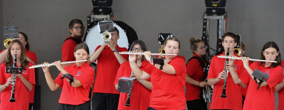 Nearly 600 students from 10 area high school marching bands performed Monday at the 2022 Wayne County Fair, including students from Orrville High with a rendition of "Dancing Queen."