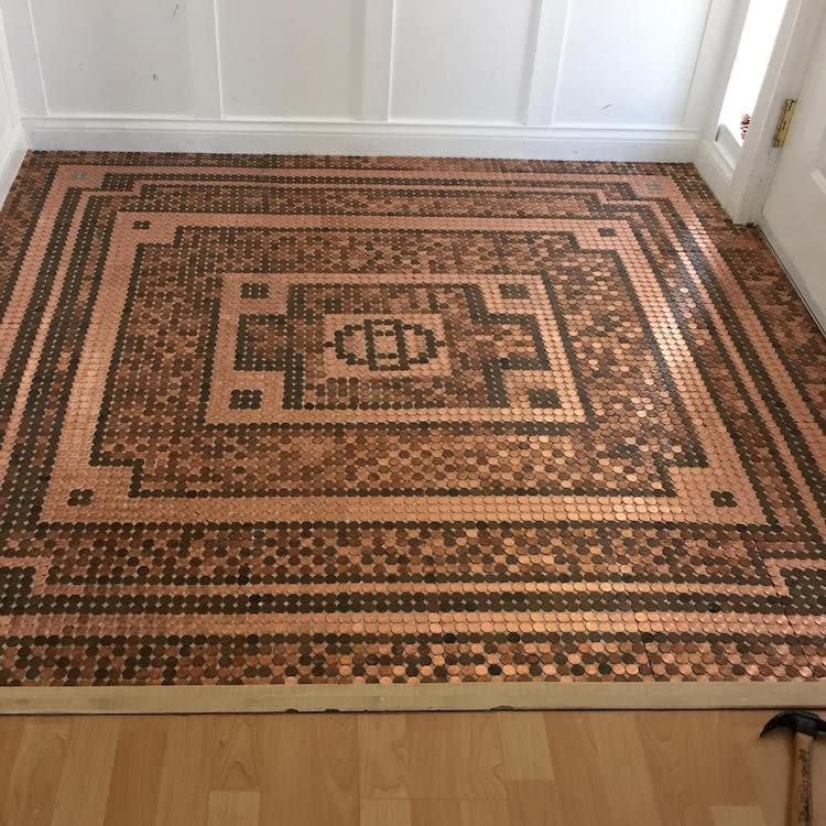 a rug on a wood floor