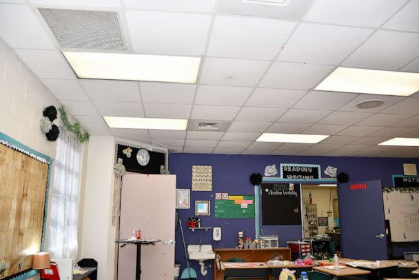 PHOTO: A photo from inside classroom 112 shows the interior double doors that connected the classroom of Irma Garcia and Eva Mireles with Arnie Reyes’ classroom. (Obtained by ABC News from Texas Dept. of Public Safety Investigative File)