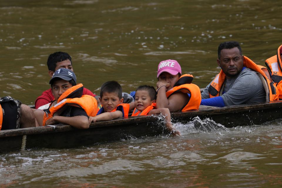 Migrants heading north arrive to Lajas Blancas, Darien province, Panama, Friday, Oct. 6, 2023, after walking across the Darien Gap from Colombia. (AP Photo/Arnulfo Franco)