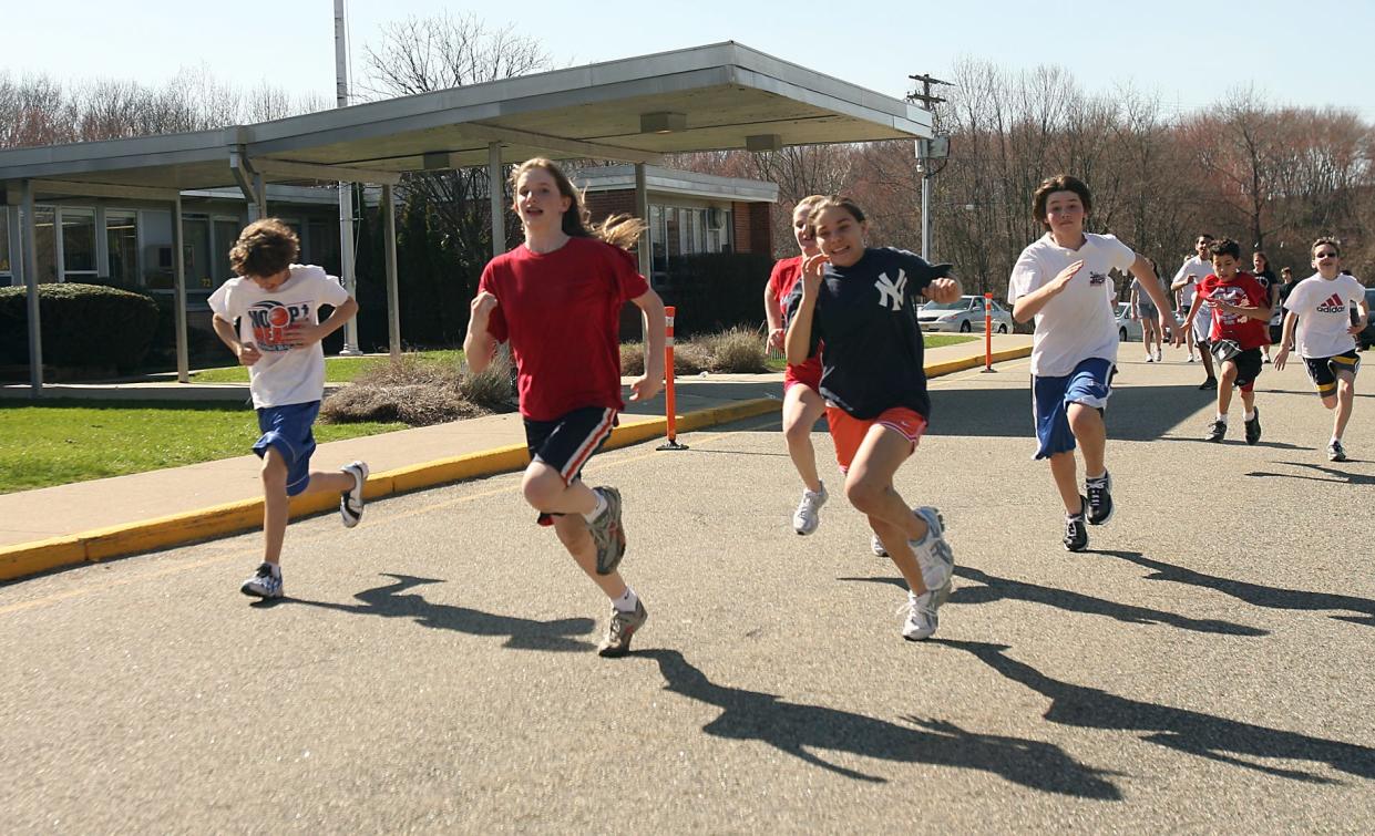 In a 2015 file photo, students jogged outside Rockaway Valley School. The Boonton Township school is about 65 years old and in need of repairs, the district says.