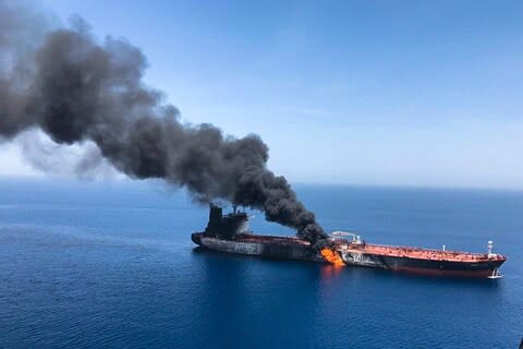 The US has blamed Iran for attacks on oil tankers in the Gulf of Oman on June 13 and May 12 - Credit: Iranian Students' News Agency, ISNA