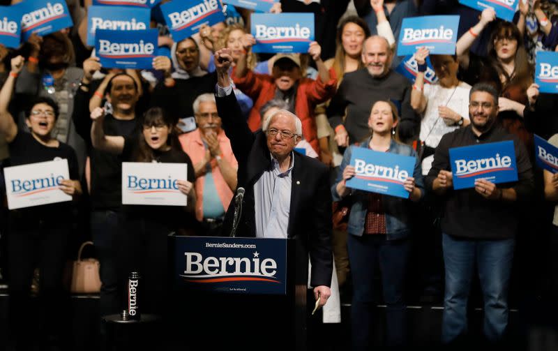 U.S. Democratic presidential candidate Senator Bernie Sanders addresses his first campaign rally after the Nevada Caucus in El Paso