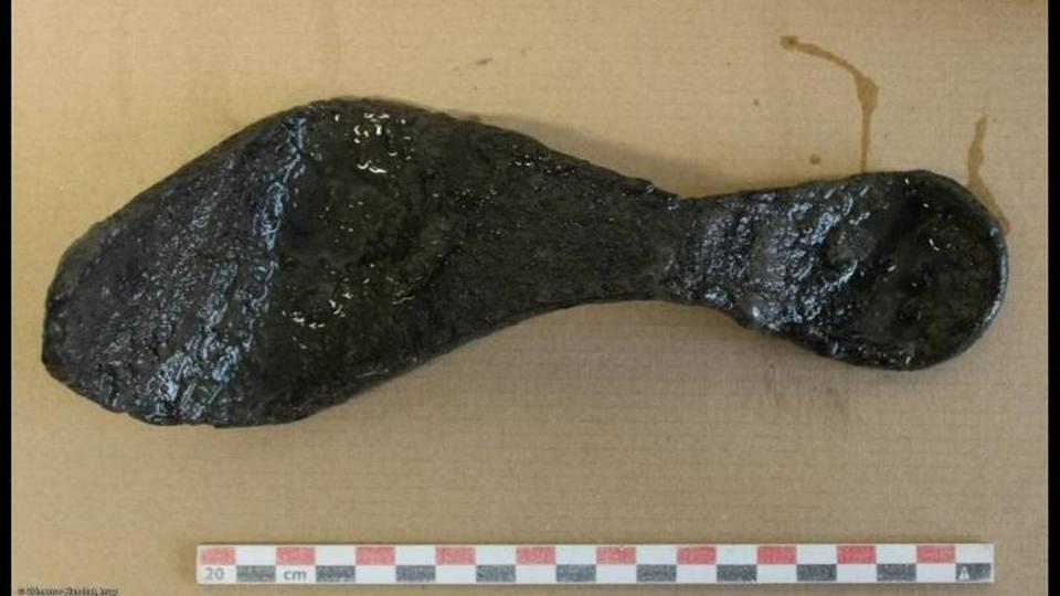A shoe sole was found in a medieval ditch at the site.