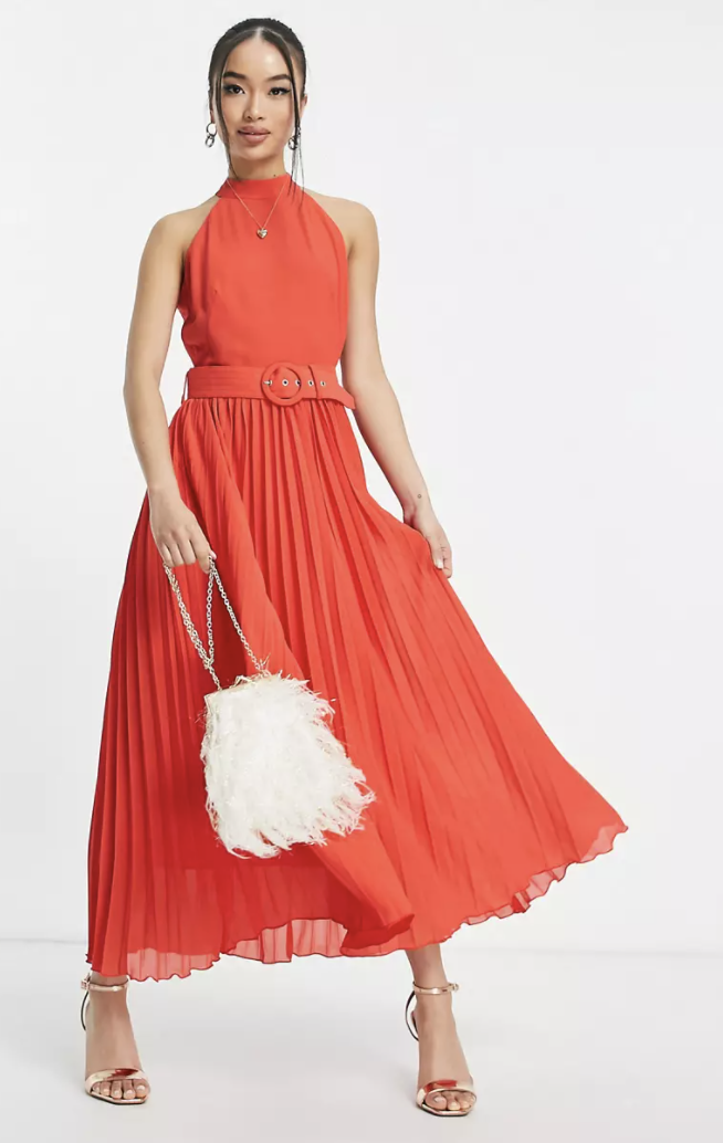 Style Cheat high neck pleated midaxi dress. PHOTO: ASOS