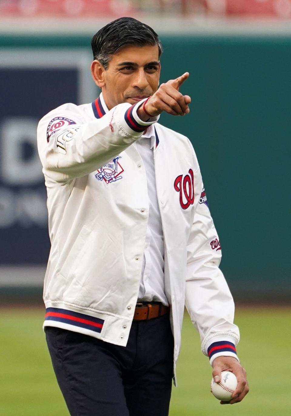 Rishi Sunak is guest of honour at a Major League Baseball game in Washington (PA)