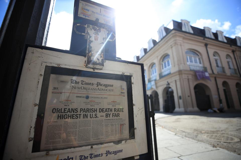 The Times Picayune/New Orleans Advocate cut back on pages to save on paper, furloughed 40 of 400 employees across the chain’s three daily and 16 weekly newspapers, and asked remaining employees to take a temporary 20% pay cut.