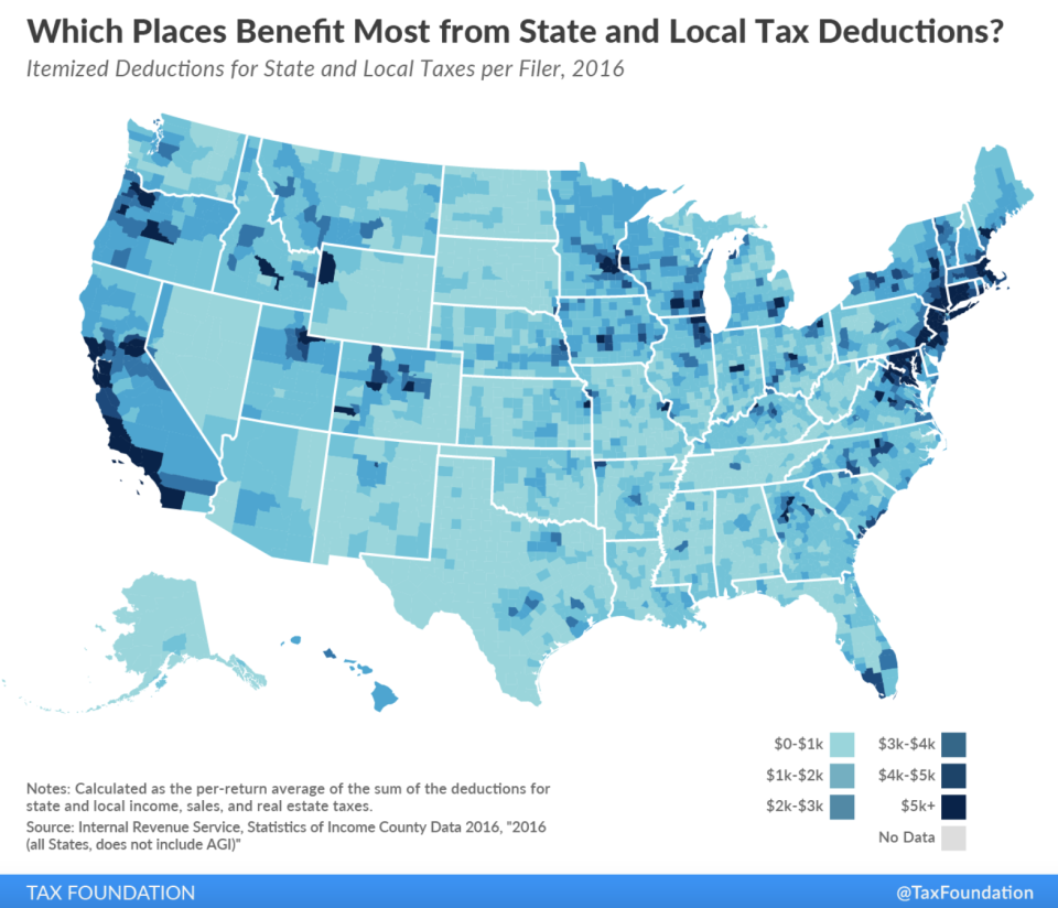 The state and local tax (SALT) deduction. (Graphic by Tax Foundation) 