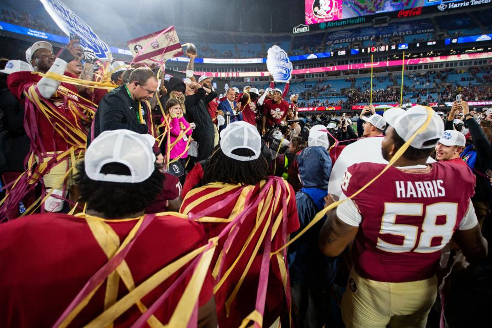 The Florida State Seminoles defeated the Louisville Cardinals 16-6 to claim the ACC Championship title in Charlotte, North Carolina on Saturday, Dec. 2, 2023. USA TODAY SMG