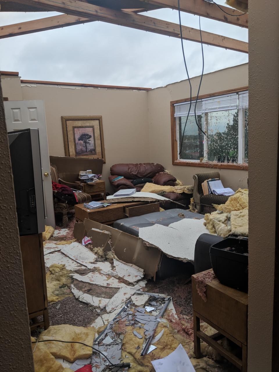 An EF2 tornado tore the roof off Chere Rosa de Sharon's apartment last week in Sioux Falls, S.D.