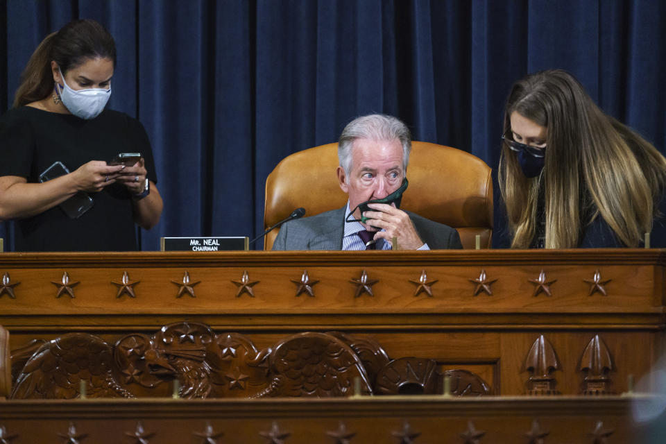 House Ways and Means Committee Chairman Richard Neal, D-Mass., pauses as his panel meets for a markup hearing to craft the Democrats' Build Back Better Act, massive legislation that is a cornerstone of President Joe Biden's domestic agenda, at the Capitol in Washington, Friday, Sept. 10, 2021. (AP Photo/J. Scott Applewhite)