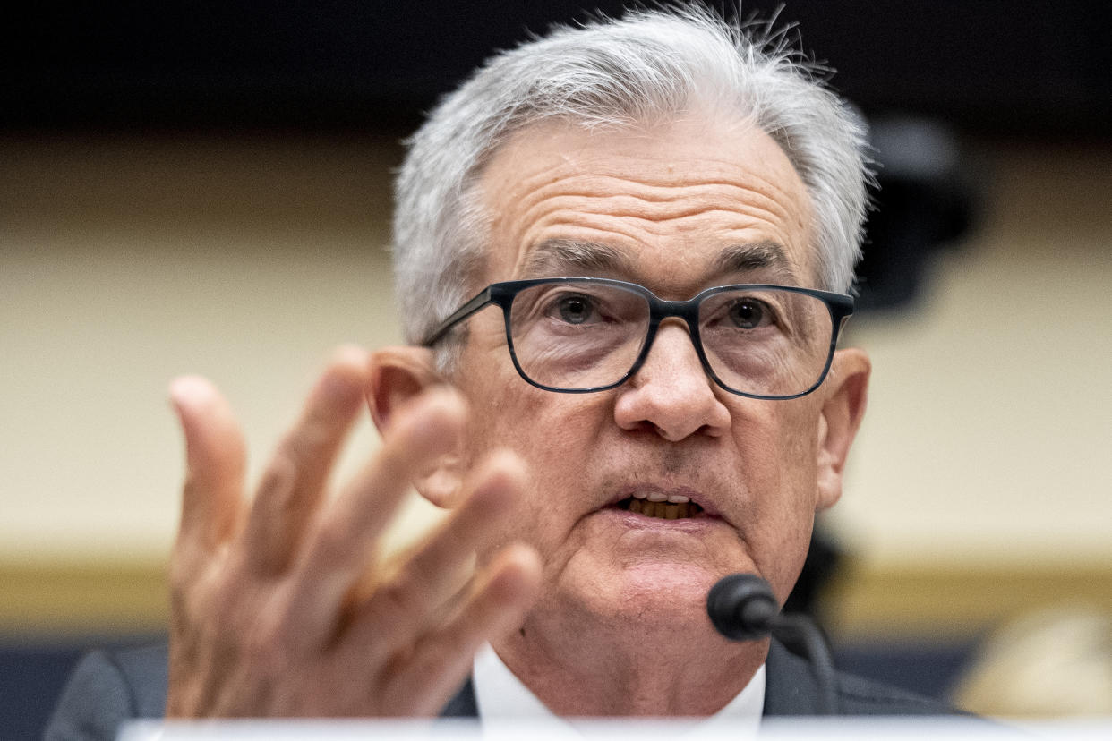 Federal Reserve Chairman Jerome Powell speaks during a House Financial Services Committee hearing in Washington, Wednesday, June 21, 2023. (AP Photo/Andrew Harnik)