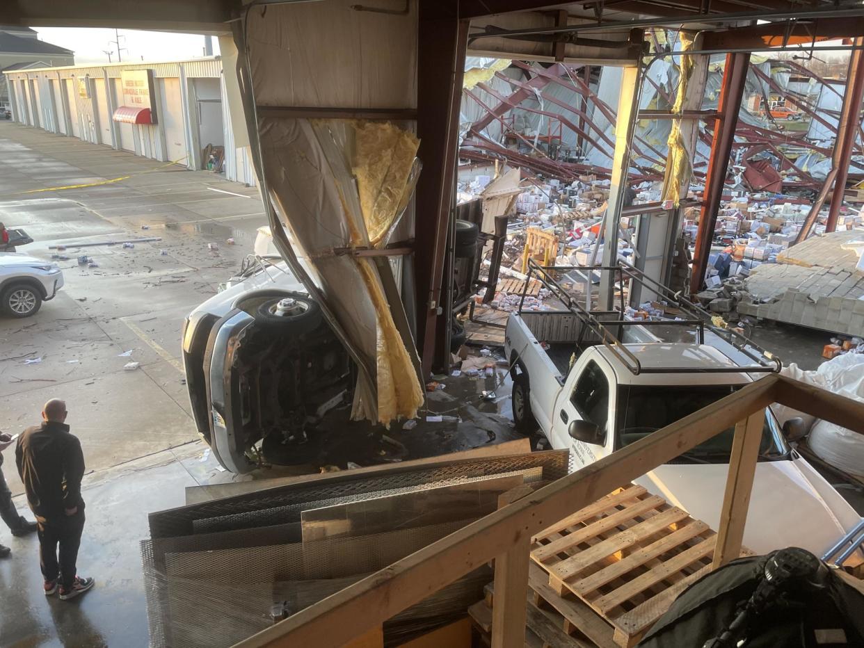 Damage to the University of Iowa's James Street Lab in Coralville from a March 31, 2023, tornado.