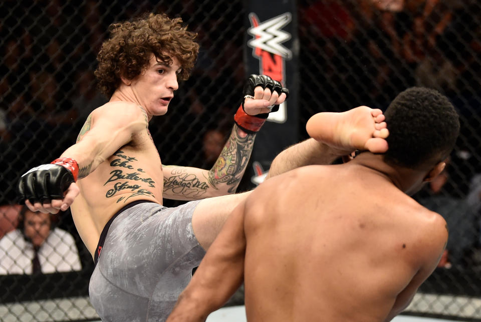 Sean O’Malley will face Andre Soukhamthath in a featherweight fight on the main card of UFC 222 Saturday at T-Mobile Arena in Las Vegas. (Getty Images)