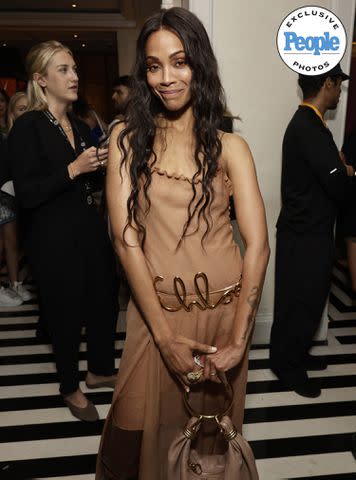 <p>Todd Williamson</p> Zoe Saldana at The Mark Hotel following the 2024 Met Gala