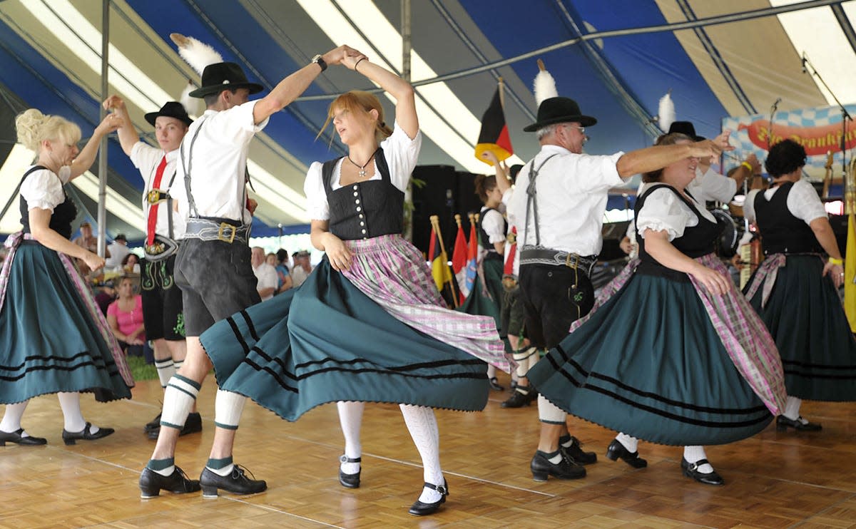 Alpen Schuhplattler und Trachtenverein d'Pittsburgher dancers perform at the German Heritage Festival in 2012. The Pittsburgh group will return this year. FILE PHOTO GREG WOHLFORD/ERIE TIMES-NEWS