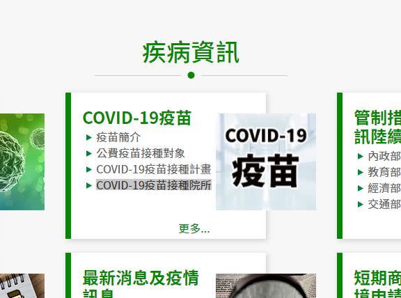 第二步驟點：COVID-19疫苗接種院所。（圖／翻攝自CDC官網）