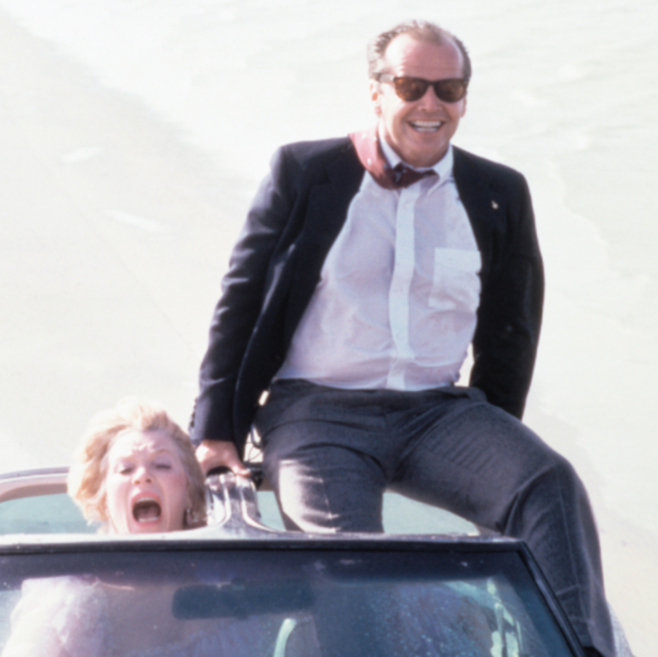 Shirley MacLaine and Jack Nicholson in the beach drive date scene from "Terms of Endearment."