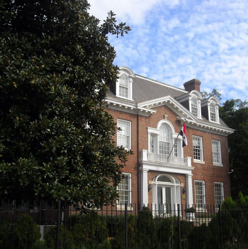 On March 18, 2014, the U.S. State Department ordered Syria to close its embassy in Washington, D.C., (pictured in 2008) and consulates in Michigan and Texas. File Photo by Josh Carolina/Wikimedia