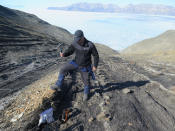 Paul Wignall in the field in Cape St. Andrew, studying Smithian/Spathian rocks and the extinction evidence found there.