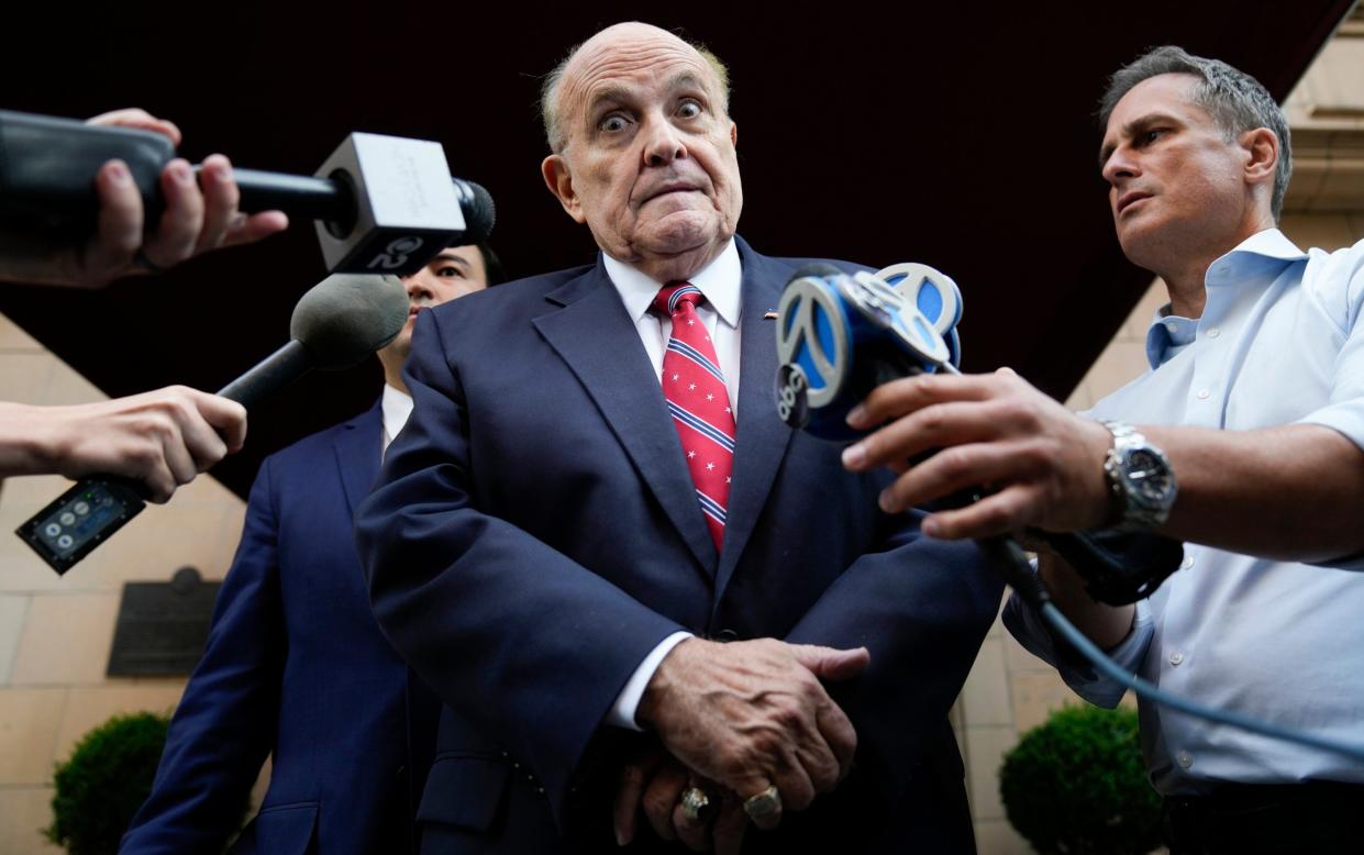 Rudy Giuliani interviewed outside of his apartment