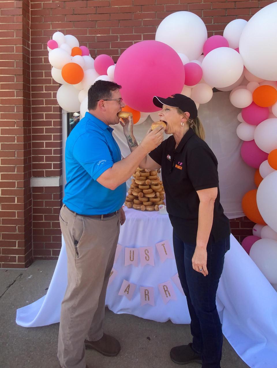 This Dunkin' general manager found love at her store's drive-thru. (Courtesy Jillian Gallagher and Emma Burke)