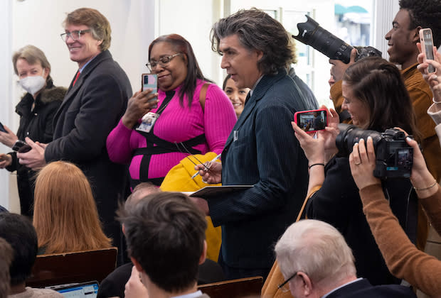 James Lance as Ted Lasso's Trent Crimm at White House press briefing on March 20, 2023