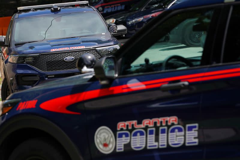 Atlanta Police Department vehicles are seen in Atlanta
