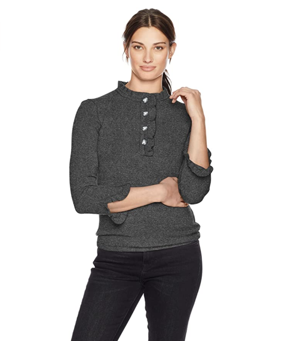 Lark & Ro Women's Sweaters Ruffle Cashmere Sweater (Photo: Amazon)