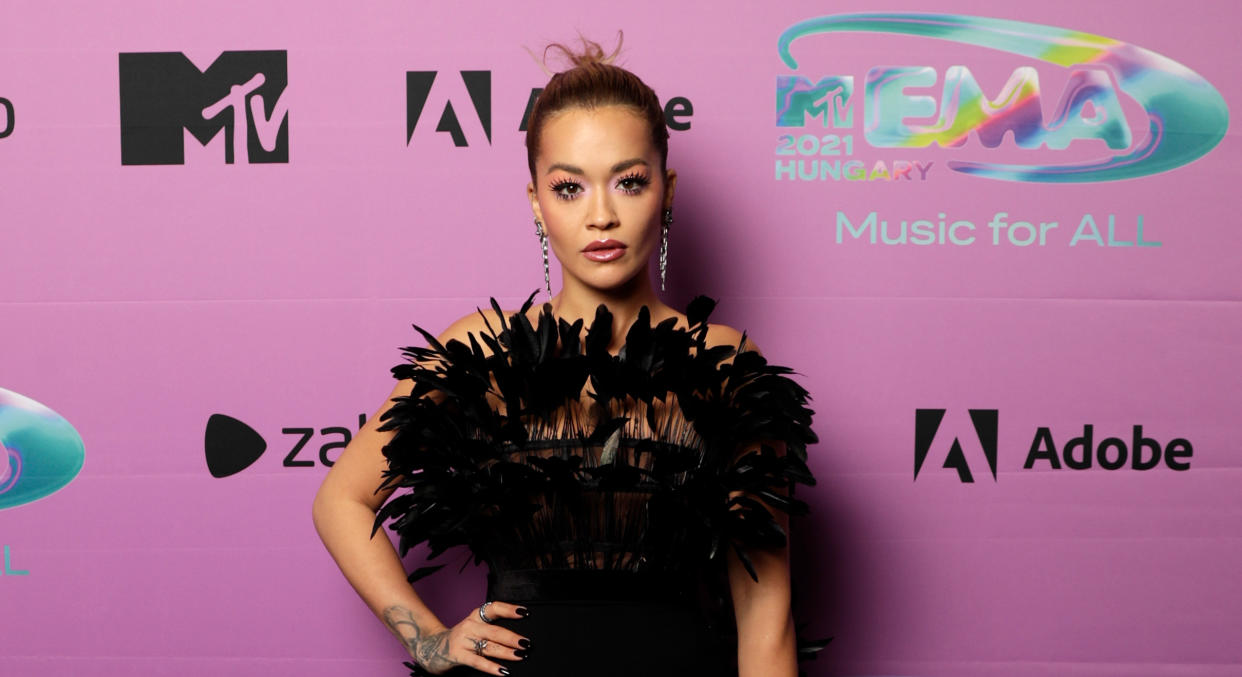 Rita Ora wore some striking footwear to film her latest music video. (Getty Images)