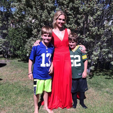 <p>Rhea Seehorn Instagram</p> Rhea Seehorn with Graham Larson's kids Gray and McLain