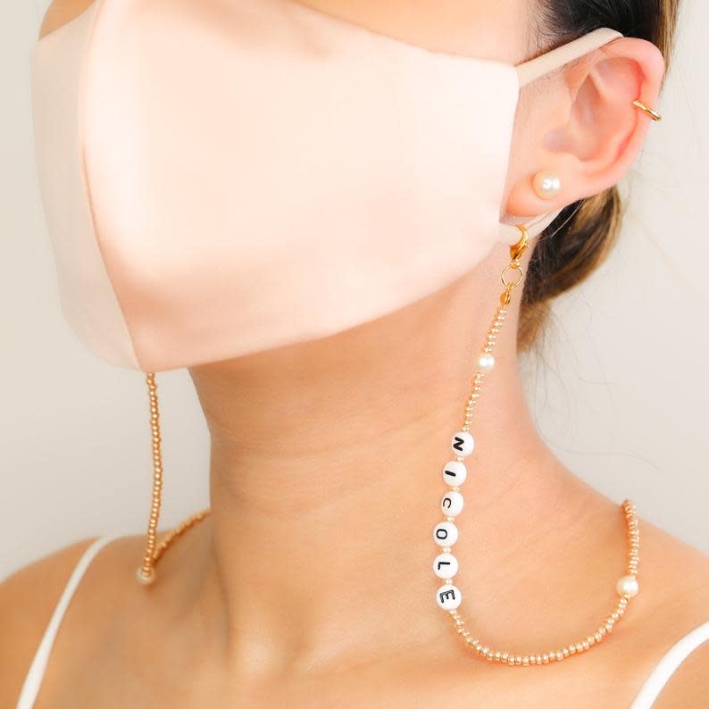 Pearl Personalized Face Mask Chain