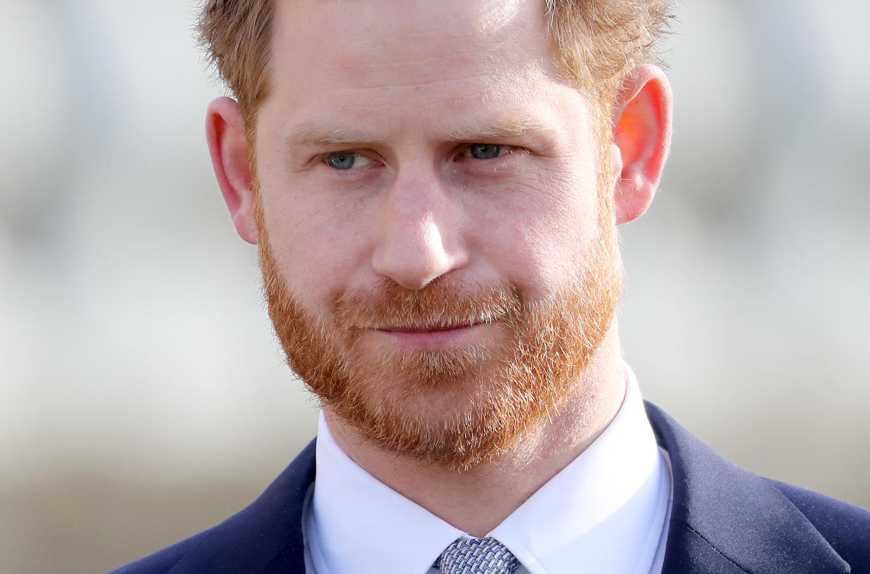 LONDON, ENGLAND - JANUARY 16: Prince Harry, Duke of Sussex hosts the Rugby League World Cup 2021 draws for the men's, women's and wheelchair tournaments at Buckingham Palace on January 16, 2020 in London, England. (Photo by Chris Jackson/Getty Images)