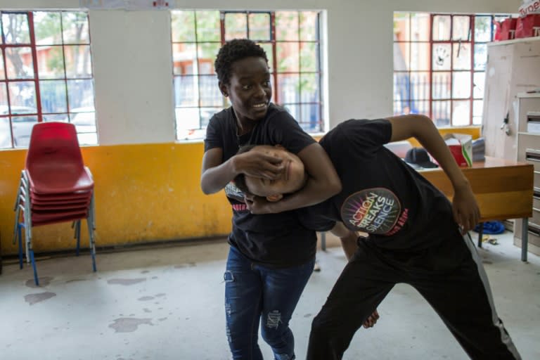 Instructors from Action Breaks Silence spend a day in schools teaching girls self-defense and rape avoidance strategies