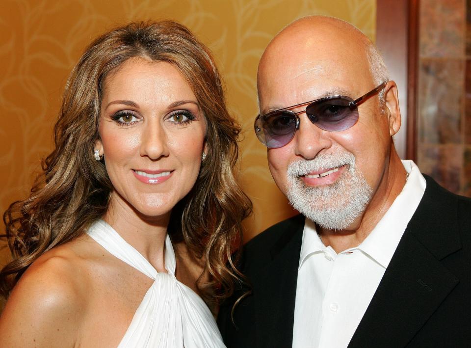 LAS VEGAS - SEPTEMBER 03:  Singer Celine Dion and her husband and manager Rene Angelil pose after Dion performed at the 41st annual Labor Day Telethon to benefit the Muscular Dystrophy Association at the South Coast Hotel & Casino September 3, 2006 in Las Vegas, Nevada.  (Photo by Ethan Miller/Getty Images)