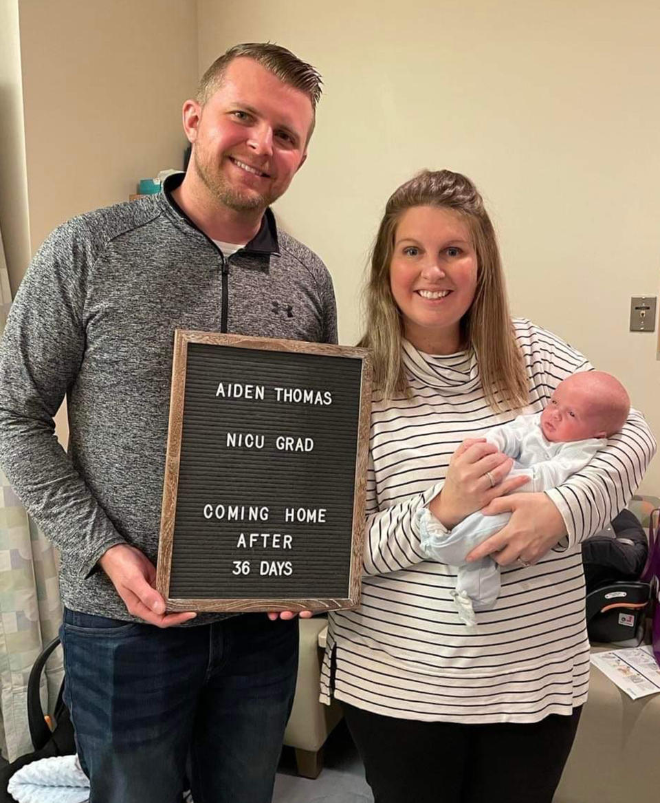 Aiden, otherwise known as baby A, was the first born and the first to come home from the neonatal intensive care unit after he and his siblings were born at 32 weeks. (Courtesy Briggs family)