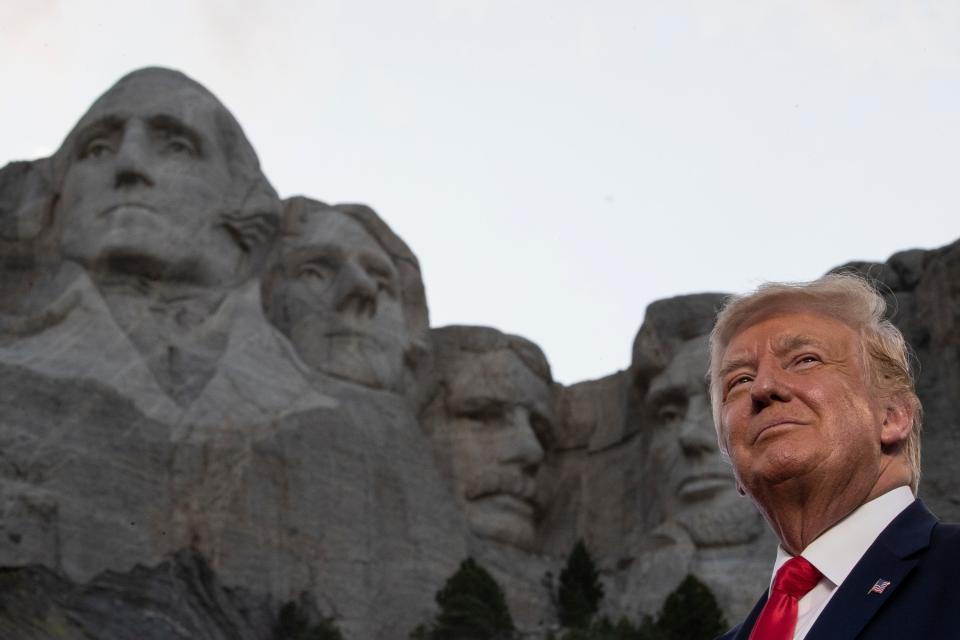 President Donald Trump at Mount Rushmore National Memorial on July 3, 2020, near Keystone, South Dakota.