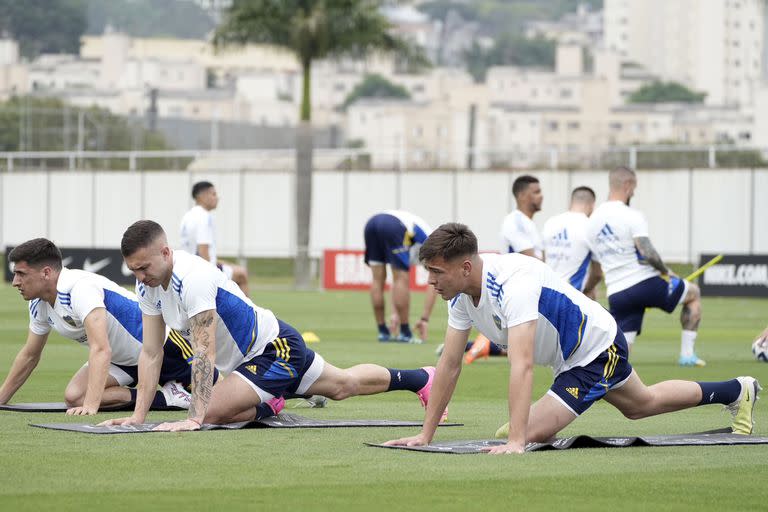 Los jugadores de Boca durante un ensayo en San Pablo antes de las semifinales con Palmeiras