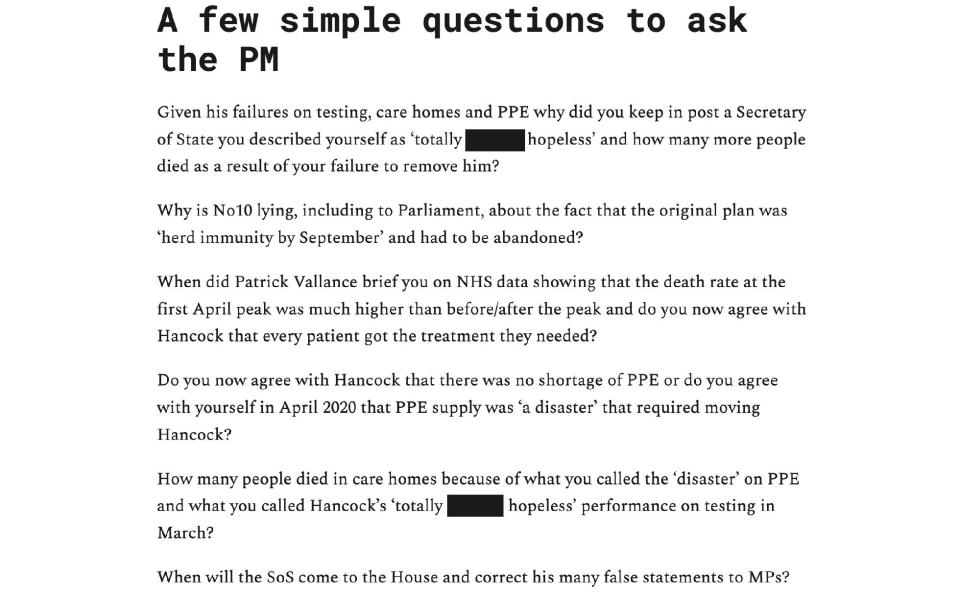 The former advisor also posted some questions for the Prime Minister 