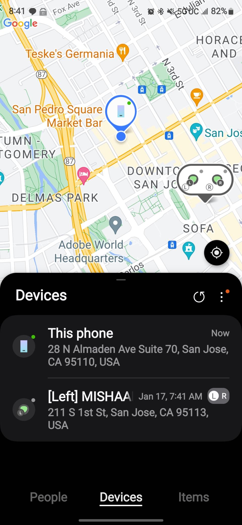Samsung Find map view