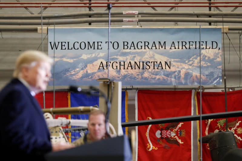 U.S. President Donald Trump makes an unannounced visit to U.S. troops at Bagram Air Base in Afghanistan