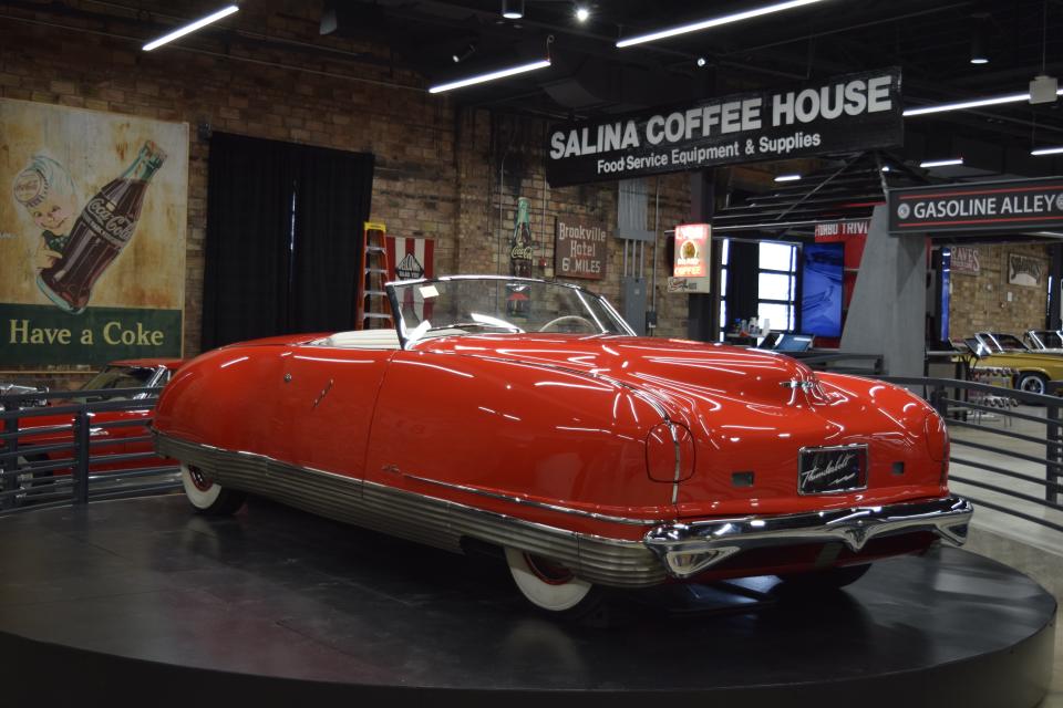 A 1941 Chrysler Thunderbolt on display at The Garage is one of five ever made. The concept car has a fully retractable hardtop roof.