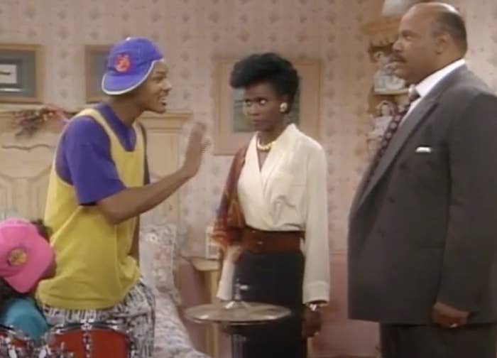 Will Smith, Janet Hubert, and James Avery in "The Fresh Prince of Bel-Air"