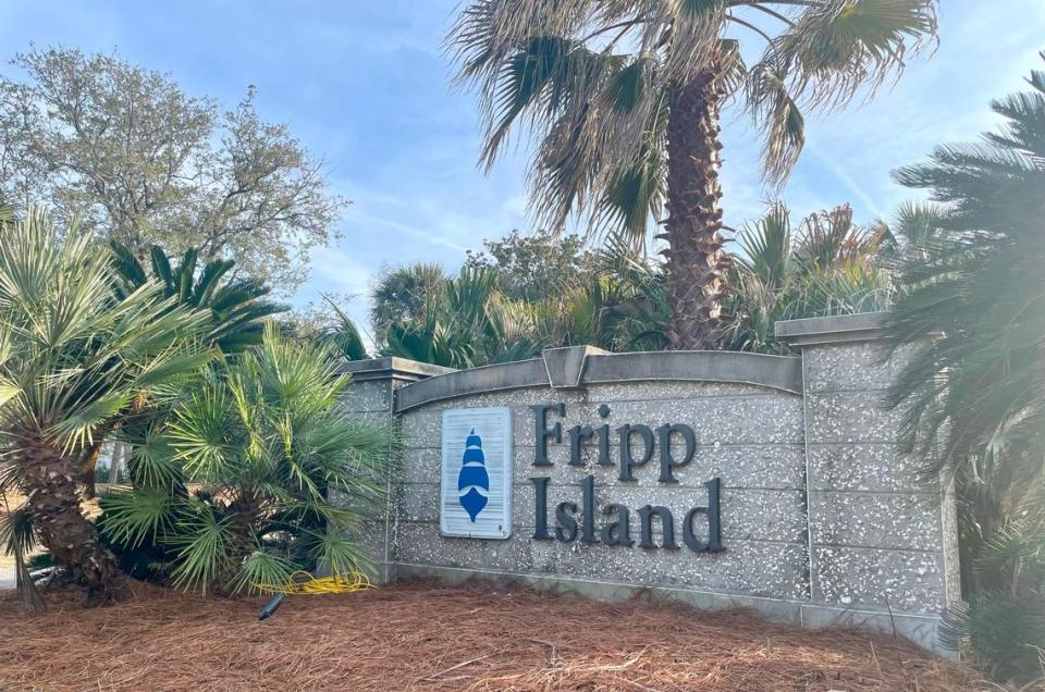 To get onto Fripp Island, residents or visitors drive over a bridge from St. Helena Island, pass this sign and a gate house.