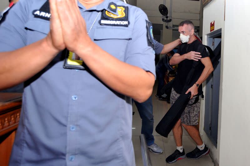 British national David Taylor is seen as he leaves Kerobokan prison after jailed for the murder of an Indonesian policeman, in Badung, Bali