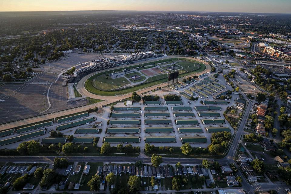 Churchill Downs is seen from overhead on July 12, 2019.