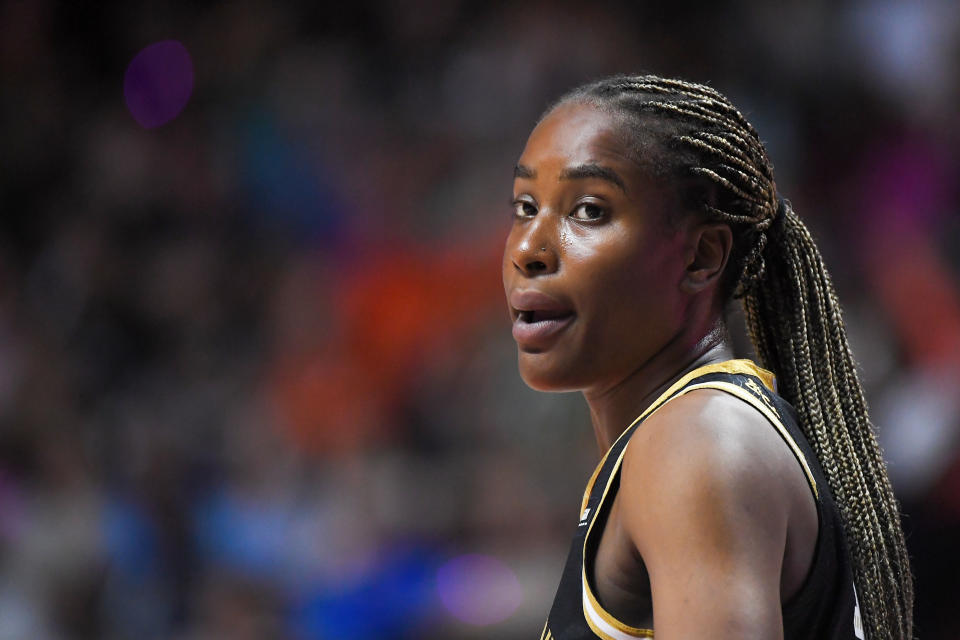 The Washington Mystics acquired forward Queen Egbo because her salary was nearly identical to that of Amanda Zahui B. (Erica Denhoff/Icon Sportswire via Getty Images)