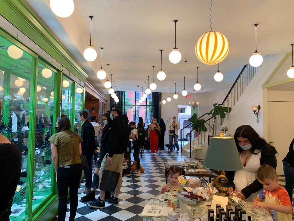 Customers shop at Catbird in New York City.